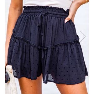 💕 High Waist Black Swiss Dot Skort